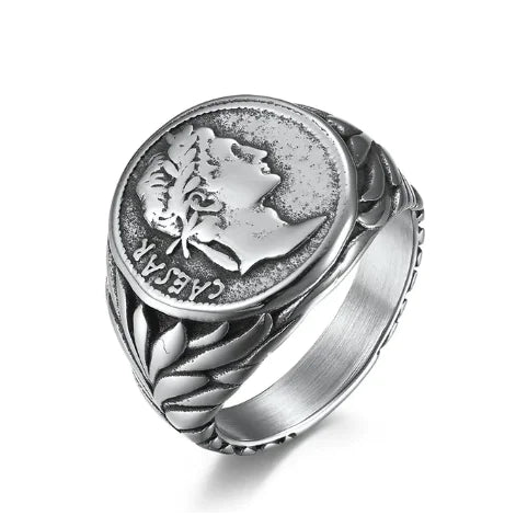 Roman Caesar Head Stainless Steel Ring
