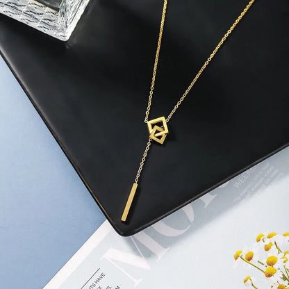 Geometric Square Buckle Stainless Steel Necklace