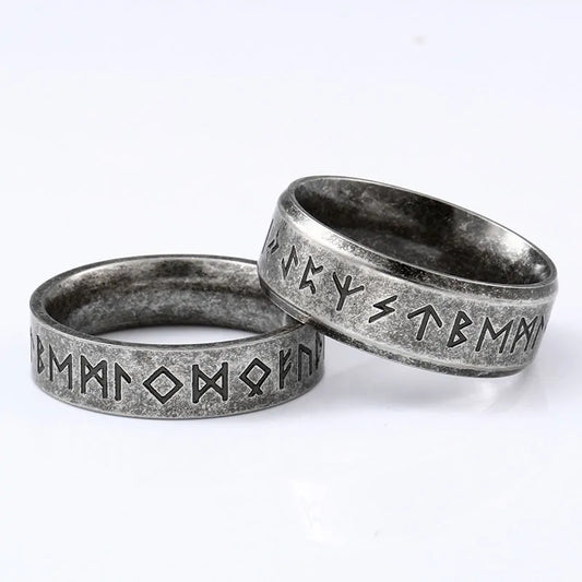 Stainless Steel Nordic Runes Ring